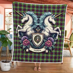 Scottish Clephan Clan Badge Tartan Royal Scottish Unicorn Tartan Quilt