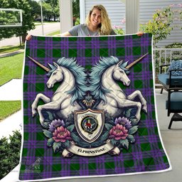 Scottish Elphinstone Clan Badge Tartan Royal Scottish Unicorn Tartan Quilt