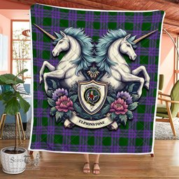 Scottish Elphinstone Clan Badge Tartan Royal Scottish Unicorn Tartan Quilt