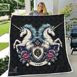 Scottish Spalding Clan Badge Tartan Royal Scottish Unicorn Tartan Quilt