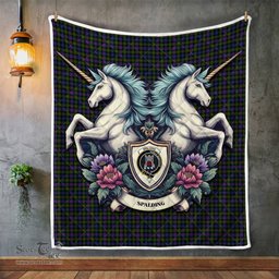 Scottish Spalding Clan Badge Tartan Royal Scottish Unicorn Tartan Quilt