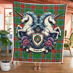Scottish Muirhead Clan Badge Tartan Royal Scottish Unicorn Tartan Quilt