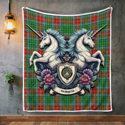 Scottish Muirhead Clan Badge Tartan Royal Scottish Unicorn Tartan Quilt