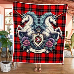 Scottish Ramsay Clan Badge Tartan Royal Scottish Unicorn Tartan Quilt