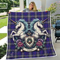 Scottish Kinnaird Clan Badge Tartan Royal Scottish Unicorn Tartan Quilt
