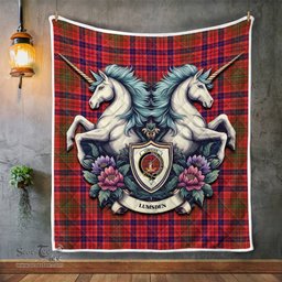 Scottish Lumsden Clan Badge Tartan Royal Scottish Unicorn Tartan Quilt