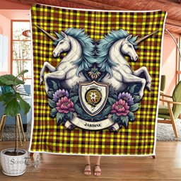 Scottish Jardine Clan Badge Tartan Royal Scottish Unicorn Tartan Quilt