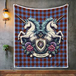 Scottish Pennycook Clan Badge Tartan Royal Scottish Unicorn Tartan Quilt