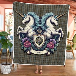 Scottish Haig Clan Badge Tartan Royal Scottish Unicorn Tartan Quilt