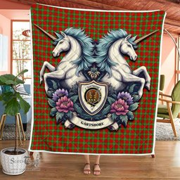 Scottish Gartshore Clan Badge Tartan Royal Scottish Unicorn Tartan Quilt
