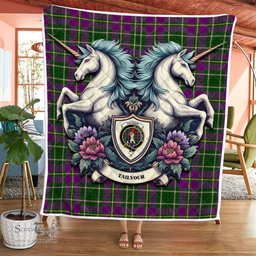 Scottish Tailyour Clan Badge Tartan Royal Scottish Unicorn Tartan Quilt