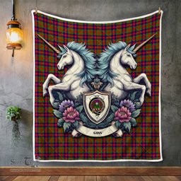 Scottish Gow Of Skeoch Clan Badge Tartan Royal Scottish Unicorn Tartan Quilt