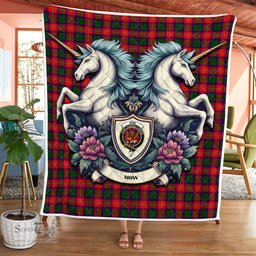 Scottish Mow Clan Badge Tartan Royal Scottish Unicorn Tartan Quilt