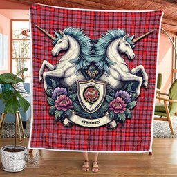 Scottish Straiton Clan Badge Tartan Royal Scottish Unicorn Tartan Quilt