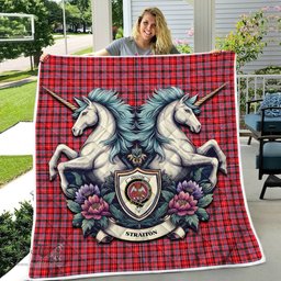 Scottish Straiton Clan Badge Tartan Royal Scottish Unicorn Tartan Quilt