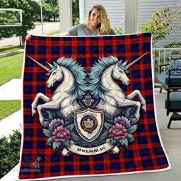 Scottish Maclachlan Clan Badge Tartan Royal Scottish Unicorn Tartan Quilt