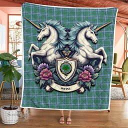 Scottish Irvine Clan Badge Tartan Royal Scottish Unicorn Tartan Quilt