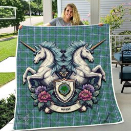 Scottish Irvine Clan Badge Tartan Royal Scottish Unicorn Tartan Quilt