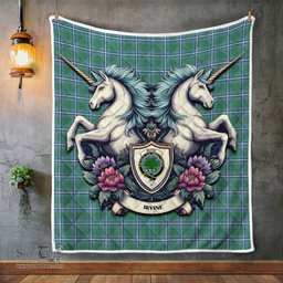 Scottish Irvine Clan Badge Tartan Royal Scottish Unicorn Tartan Quilt