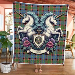 Scottish Glass Clan Badge Tartan Royal Scottish Unicorn Tartan Quilt