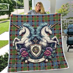 Scottish Glass Clan Badge Tartan Royal Scottish Unicorn Tartan Quilt