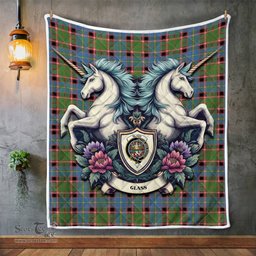 Scottish Glass Clan Badge Tartan Royal Scottish Unicorn Tartan Quilt