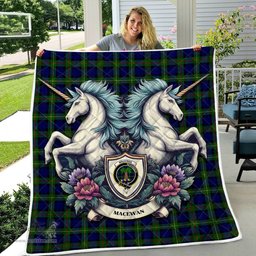 Scottish Macewan Clan Badge Tartan Royal Scottish Unicorn Tartan Quilt