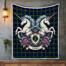 Scottish Macewan Clan Badge Tartan Royal Scottish Unicorn Tartan Quilt