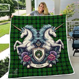 Scottish Kincaid Clan Badge Tartan Royal Scottish Unicorn Tartan Quilt