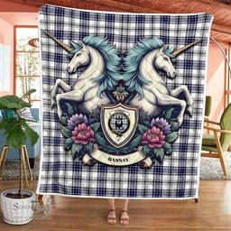 Scottish Hannay Clan Badge Tartan Royal Scottish Unicorn Tartan Quilt