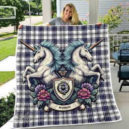 Scottish Hannay Clan Badge Tartan Royal Scottish Unicorn Tartan Quilt