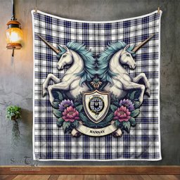 Scottish Hannay Clan Badge Tartan Royal Scottish Unicorn Tartan Quilt