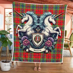 Scottish Maclean Clan Badge Tartan Royal Scottish Unicorn Tartan Quilt