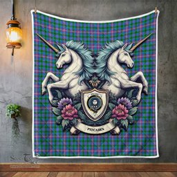 Scottish Pitcairn Clan Badge Tartan Royal Scottish Unicorn Tartan Quilt