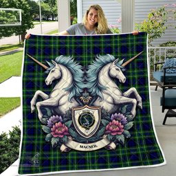Scottish Macneil Of Colonsay Clan Badge Tartan Royal Scottish Unicorn Tartan Quilt