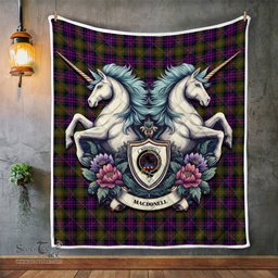 Scottish Macdonell Of Glengarry Clan Badge Tartan Royal Scottish Unicorn Tartan Quilt