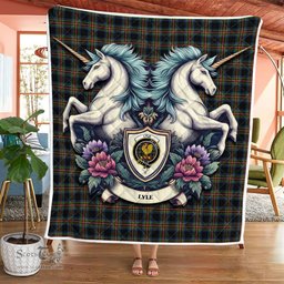 Scottish Lyle Clan Badge Tartan Royal Scottish Unicorn Tartan Quilt
