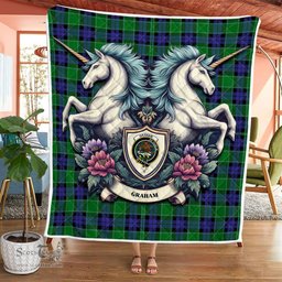 Scottish Graham Clan Badge Tartan Royal Scottish Unicorn Tartan Quilt