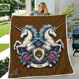 Scottish Seton Clan Badge Tartan Royal Scottish Unicorn Tartan Quilt