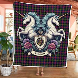 Scottish Maclennan Clan Badge Tartan Royal Scottish Unicorn Tartan Quilt
