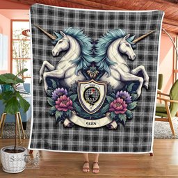 Scottish Glen Clan Badge Tartan Royal Scottish Unicorn Tartan Quilt