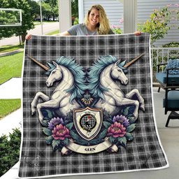 Scottish Glen Clan Badge Tartan Royal Scottish Unicorn Tartan Quilt