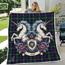 Scottish Inglis Clan Badge Tartan Royal Scottish Unicorn Tartan Quilt