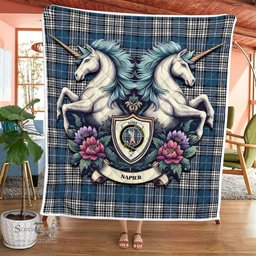 Scottish Napier Clan Badge Tartan Royal Scottish Unicorn Tartan Quilt
