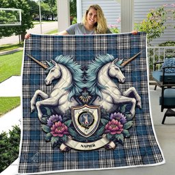 Scottish Napier Clan Badge Tartan Royal Scottish Unicorn Tartan Quilt