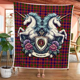 Scottish Macintyre Clan Badge Tartan Royal Scottish Unicorn Tartan Quilt