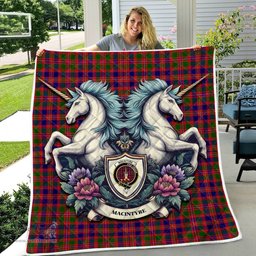 Scottish Macintyre Clan Badge Tartan Royal Scottish Unicorn Tartan Quilt
