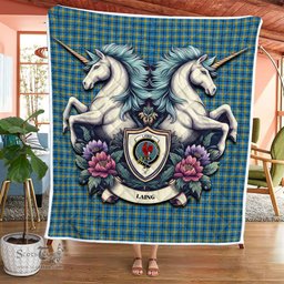 Scottish Laing Clan Badge Tartan Royal Scottish Unicorn Tartan Quilt