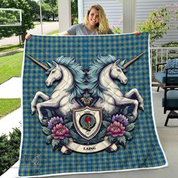 Scottish Laing Clan Badge Tartan Royal Scottish Unicorn Tartan Quilt