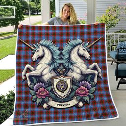 Scottish Preston Clan Badge Tartan Royal Scottish Unicorn Tartan Quilt